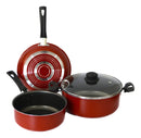 Set De Cocina Ollas + Sartén Antiadherente 4 Piezas Piamonte Color Rojo