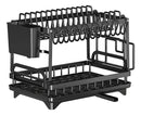 Secaplatos Escurridor Cubiertos 2 Niveles Organizador Cocina Color Negro