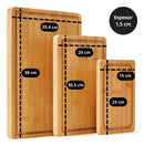 Set 3 Tabla De Picar Cortar Servir Bambú Con Canaleta