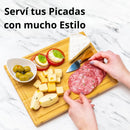 Set 3 Tabla De Picar Cortar Servir Bambú Con Canaleta