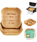 Pack X100 Bandeja Papel Cuadrada Antiadherente Para Freidora Aire Airfryer 20cm